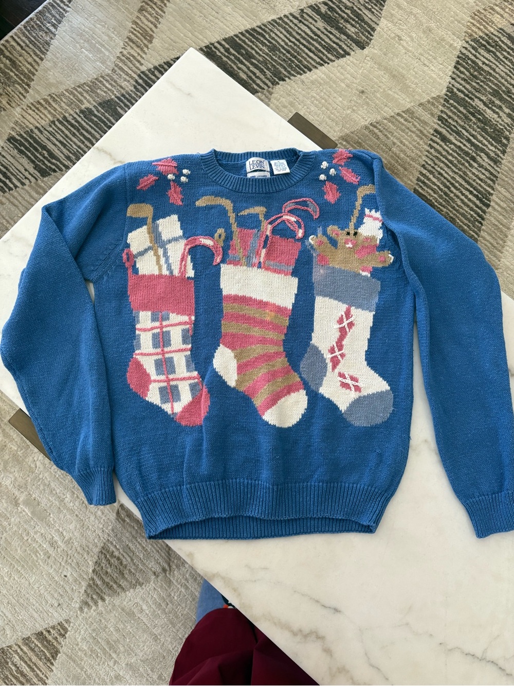 Leon Levin Holiday Golf Stocking Sweater